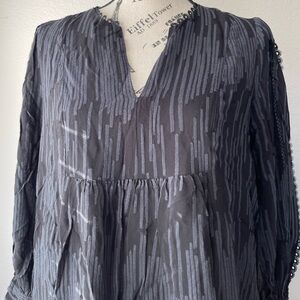 ANN TAYLOR BLACK PRINT FLOWY DRESS